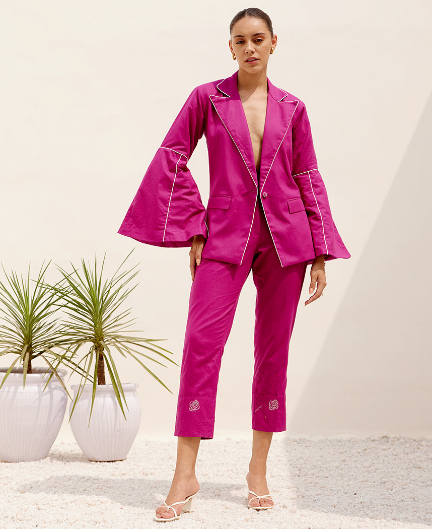 Purple/Ivory Two Tone Color Solid Blazer Pants Set – Aquarius Brand